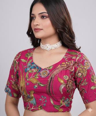 pink color embroidered blouse 36 to 42 5