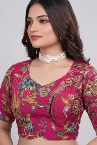 pink color embroidered blouse 36 to 42