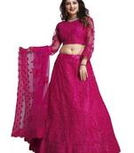 Embroidered Thread Work Semi-Stitched Net Lehenga & Blouse With Dupatta
