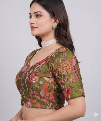 Elegant sweetheart neck saree blouse 2