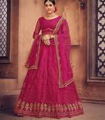 Embroidered Thread Work Semi-Stitched Net Lehenga & Blouse With Dupatta