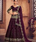 Embroidered Thread Work Semi-Stitched Net Lehenga & Blouse With Dupatta