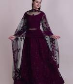 Embroidered Thread Work Semi-Stitched Net Lehenga & Blouse With Dupatta