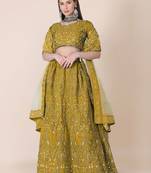 Embroidered Thread Work Semi-Stitched Lehenga & Unstitched Blouse With Dupatta