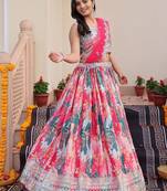 Embroidered Sequinned Semi-Stitched Lehenga & Unstitched Blouse With Dupatta