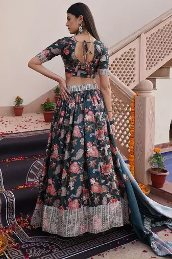 Embroidered Sequinned Semi-Stitched Lehenga & Unstitched Blouse With Dupatta