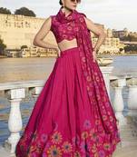 Embroidered Sequinned Semi-Stitched Lehenga & Unstitched Blouse With Dupatta