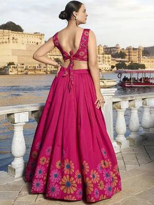 Embroidered Sequinned Semi-Stitched Lehenga & Unstitched Blouse With Dupatta 4
