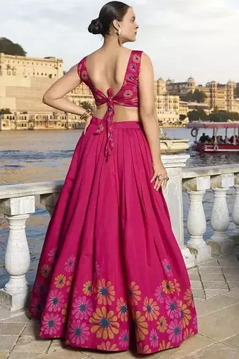 Embroidered Sequinned Semi-Stitched Lehenga & Unstitched Blouse With Dupatta