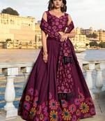 Printed Sequinned Semi-Stitched Lehenga With Unstitched Blouse And Dupatta