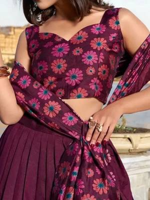 Printed Sequinned Semi-Stitched Lehenga With Unstitched Blouse And Dupatta 2