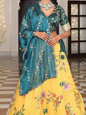 Embroidered Sequinned Semi-Stitched Lehenga & Unstitched Blouse With Dupatta 2