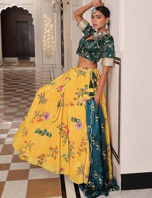 Embroidered Sequinned Semi-Stitched Lehenga & Unstitched Blouse With Dupatta 4