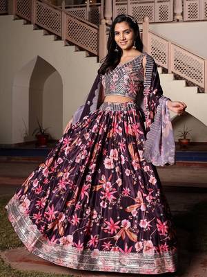 Embroidered Sequinned Semi-Stitched Lehenga & Unstitched Blouse With Dupatta 3