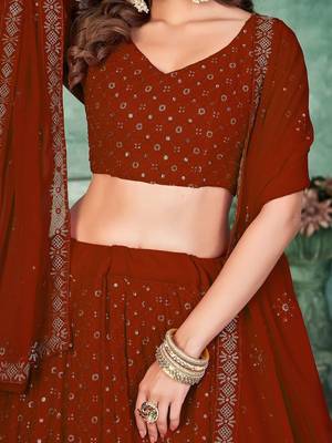 Embroidered Semi-Stitched Lehenga & Unstitched Blouse With Dupatta 2
