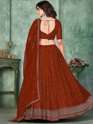Embroidered Semi-Stitched Lehenga & Unstitched Blouse With Dupatta 4