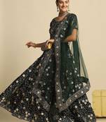 Embroidered Thread Work Semi-Stitched Lehenga & Unstitched Blouse With Dupatta