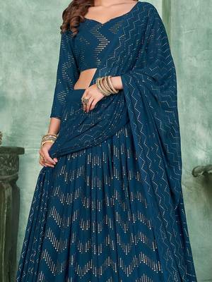 Embroidered Semi-Stitched Lehenga & Unstitched Blouse With Dupatta 2