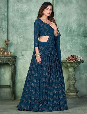 Embroidered Semi-Stitched Lehenga & Unstitched Blouse With Dupatta 3