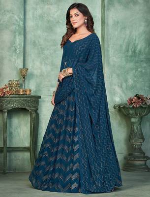 Embroidered Semi-Stitched Lehenga & Unstitched Blouse With Dupatta 4