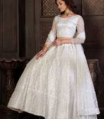 Embroidered Net Semi-Stitched Lehenga & Unstitched Blouse With Dupatta