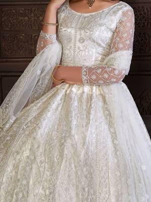 Embroidered Net Semi-Stitched Lehenga & Unstitched Blouse With Dupatta 3