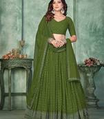 Embroidered Semi-Stitched Lehenga & Unstitched Blouse With Dupatta