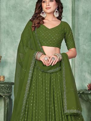 Embroidered Semi-Stitched Lehenga & Unstitched Blouse With Dupatta 3