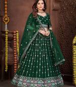 Embroidered Sequinned Semi-Stitched Lehenga & Unstitched Blouse With Dupatta
