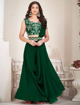 Embroidered Semi-Stitched Lehenga & Unstitched Blouse With Dupatta 1