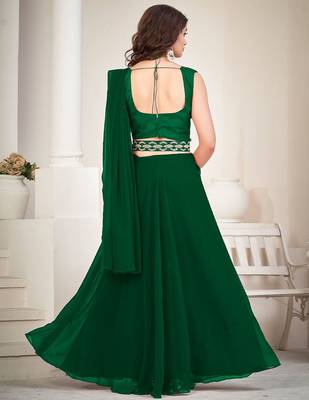 Embroidered Semi-Stitched Lehenga & Unstitched Blouse With Dupatta 4