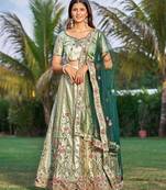 Embroidered Satin Semi-Stitched Lehenga & Unstitched Blouse & Dupatta