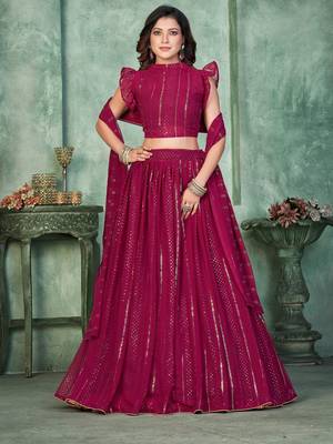 Embroidered Semi-Stitched Lehenga & Unstitched Blouse With Dupatta 1