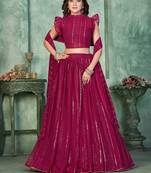 Embroidered Semi-Stitched Lehenga & Unstitched Blouse With Dupatta