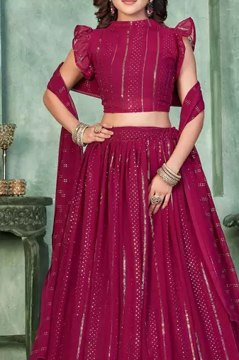 Embroidered Semi-Stitched Lehenga & Unstitched Blouse With Dupatta