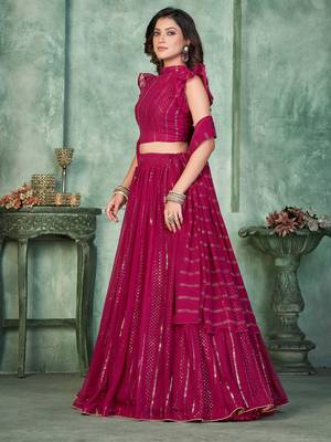Embroidered Semi-Stitched Lehenga & Unstitched Blouse With Dupatta 4