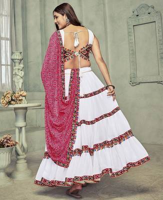 Embroidered Thread Work Semi-Stitched Lehenga & Unstitched Blouse With Dupatta 4