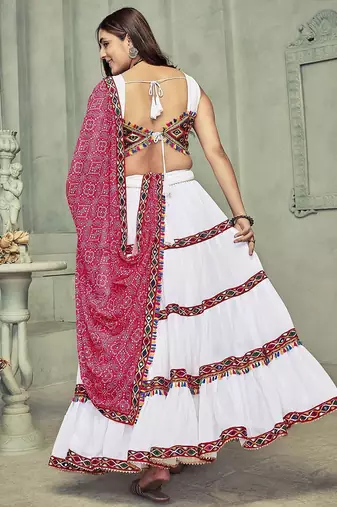 Embroidered Thread Work Semi-Stitched Lehenga & Unstitched Blouse With Dupatta