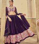 Embroidered Thread Work Semi-Stitched Lehenga & Unstitched Blouse With Dupatta