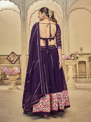 Embroidered Thread Work Semi-Stitched Lehenga & Unstitched Blouse With Dupatta 3