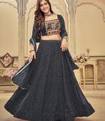 Printed Thread Work Semi-Stitched Lehenga & Unstitched Blouse With Dupatta