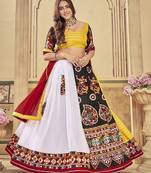 Embroidered Thread Work Semi-Stitched Lehenga & Unstitched Blouse With Dupatta