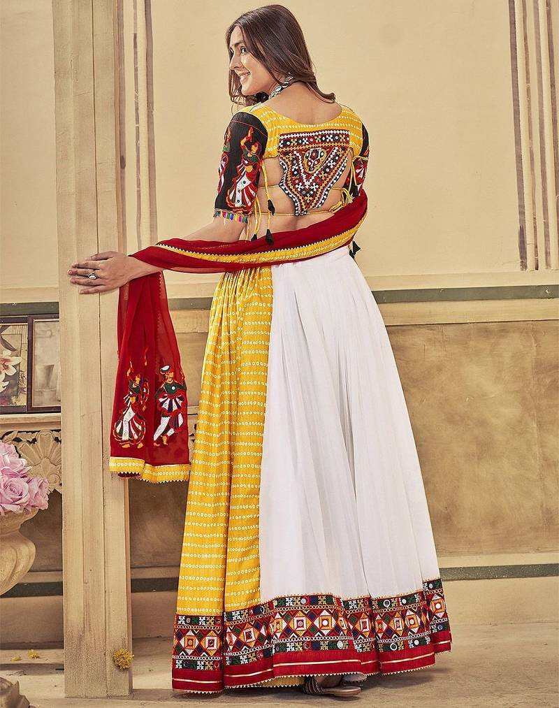 Embroidered Thread Work Semi-Stitched Lehenga & Unstitched Blouse With Dupatta