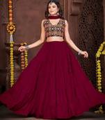 Floral Embroidered Semi-Stitched Lehenga & Unstitched Blouse With Dupatta