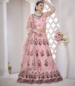 Women Embroidered Semi-Stitched Lehenga With Unstitched Blouse & Dupatta