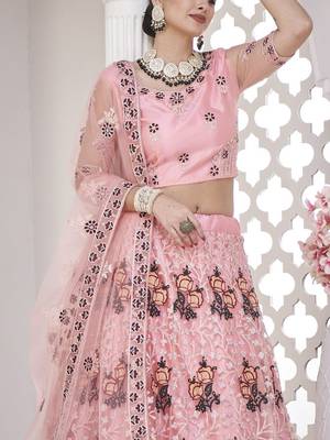 Women Embroidered Semi-Stitched Lehenga With Unstitched Blouse & Dupatta 3