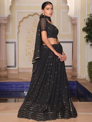 Embroidered Semi-Stitched Lehenga With Unstitched Blouse & Dupatta 3