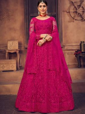 Embroidered Thread Work Semi-Stitched Lehenga & Unstitched Blouse With Dupatta 2