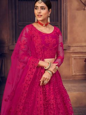 Embroidered Thread Work Semi-Stitched Lehenga & Unstitched Blouse With Dupatta 3