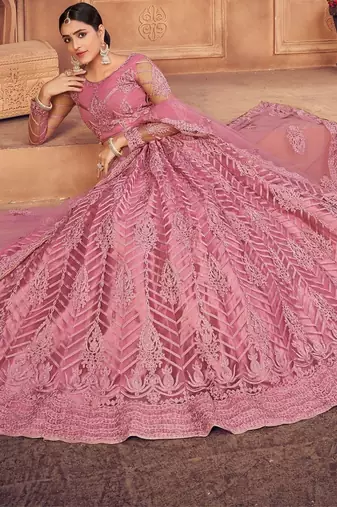 Embroidered Thread Work Semi-Stitched Lehenga & Unstitched Blouse With Dupatta